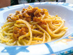 Spaghetti Salsiccia E Zafferano 2 — pasta artigianale La Romagna, Foligno